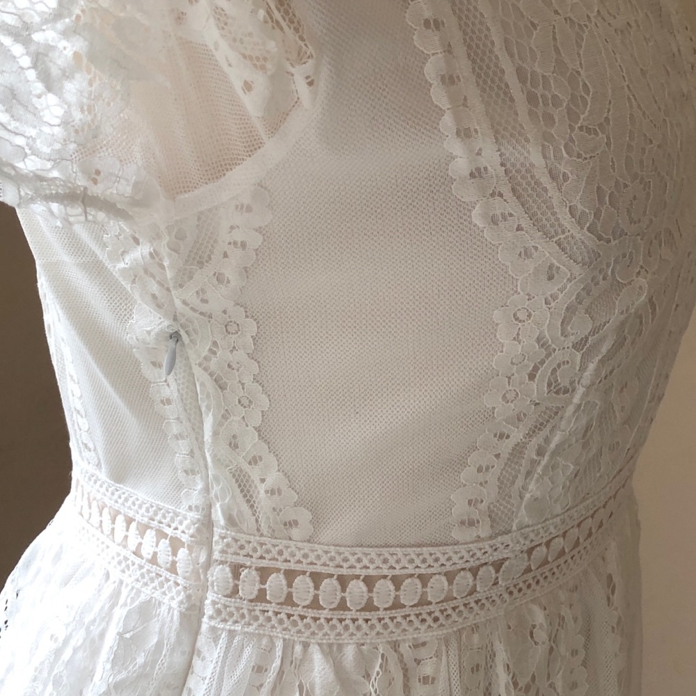 NEW White Lace Boho Short Sleeve Maxi Dress - Picture 11 of 14